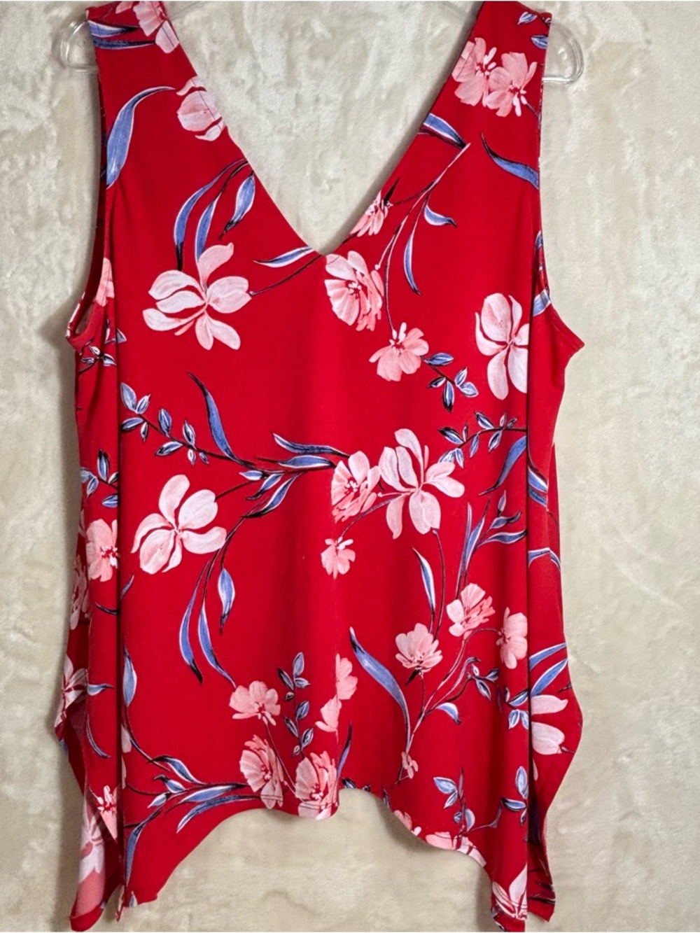 The Limited Red Floral V-Neck Tank Top